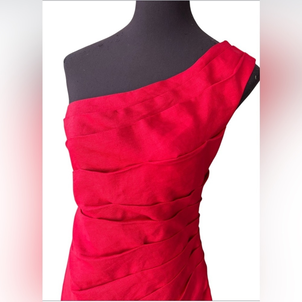 Reformation Ciro Linen Red Shoulder Mini Dress Party Cocktail Evening Valentines - Picture 6 of 10